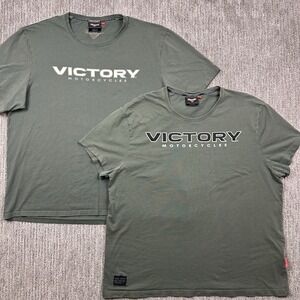 Lot Of 2 Victory Motorcycles T-Shirt Mens 2XL Green Short Sleeve Crew Freedom
